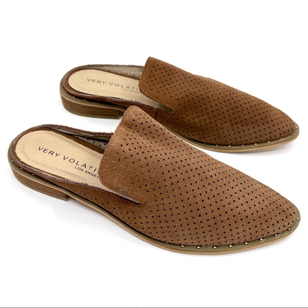 VERY VOLATILE Mesquite Perforated Mule Slides Camel Women’s Size 8